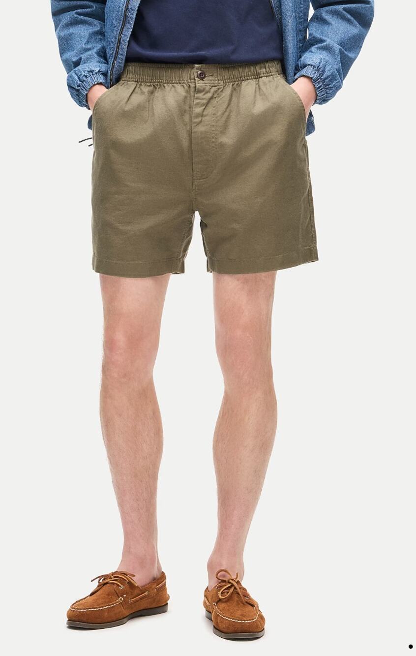 J. Crew 5.5'' Pier Short in Cotton Linen Blend Rookwood Olive Green CH204 Size S